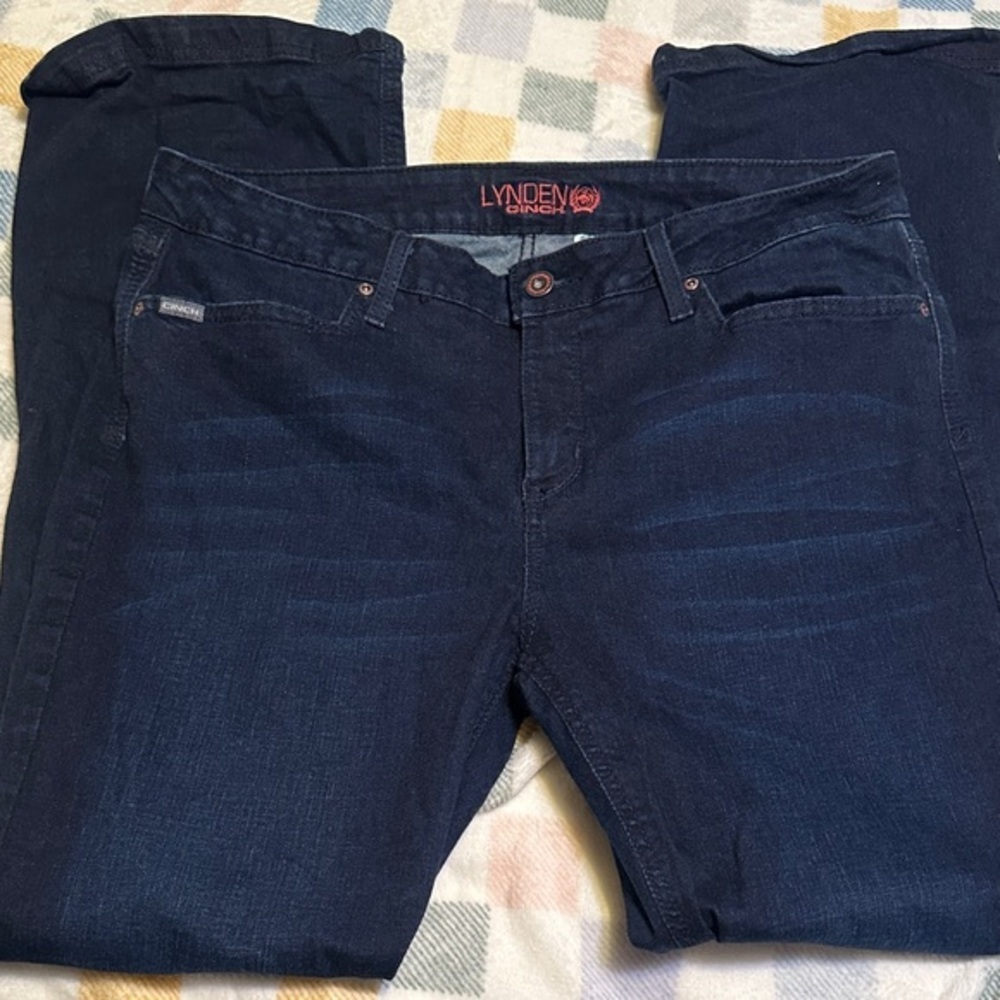 A11.  Cinch Lynden Women's Deep Indigo Wide Leg Trouser Jeans size 34